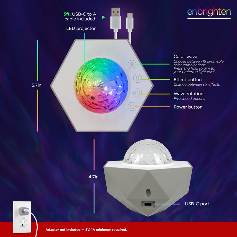 Enbrighten Galaxy Night Light Projector – Star, Aurora & Nebula