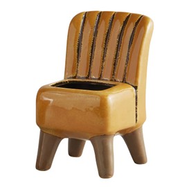 47th & Main Unique Footed Shaped Ceramic Planter for Flowers Succulents Small Plants and More, 6" Tall, Yellow Chair