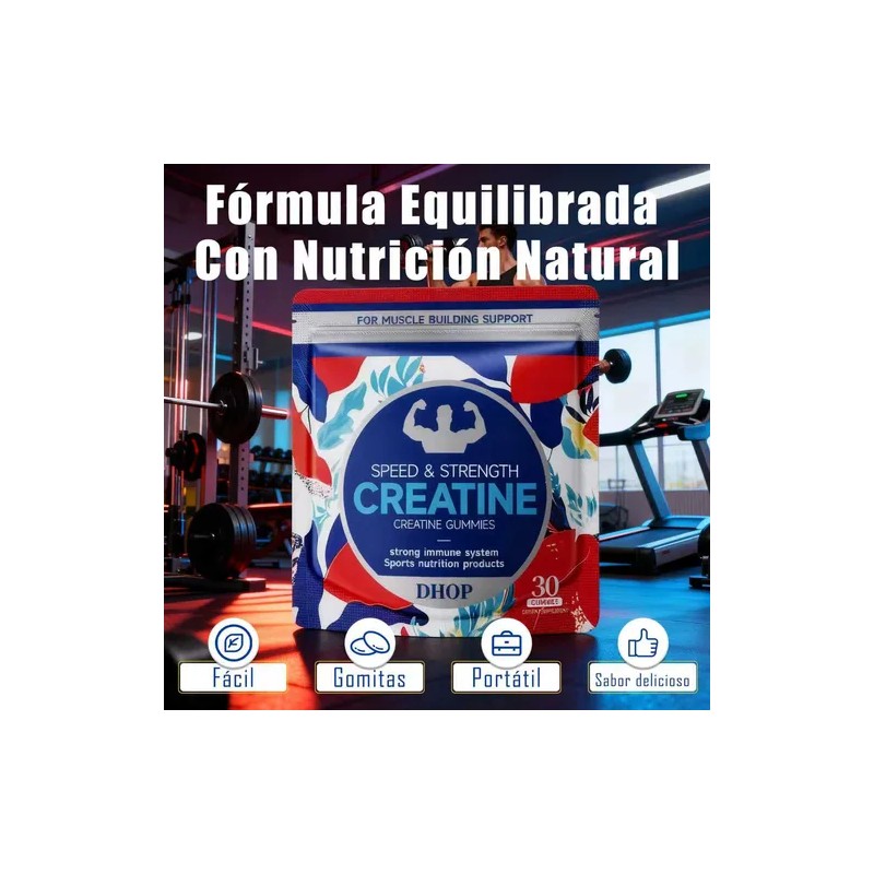 Creatina Monohidratada Alta Dosis Rendimiento Baja Calorias Sabor Berry Verde