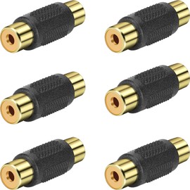 SAISN RCA Female to Female Coupler, 6 Pack Audio Video RCA Adapter Connector Gold Plated RCA Jack to Jack Converter RCA Cables Extender for Amplifier, Speaker, TV, RCA Cable, Gold