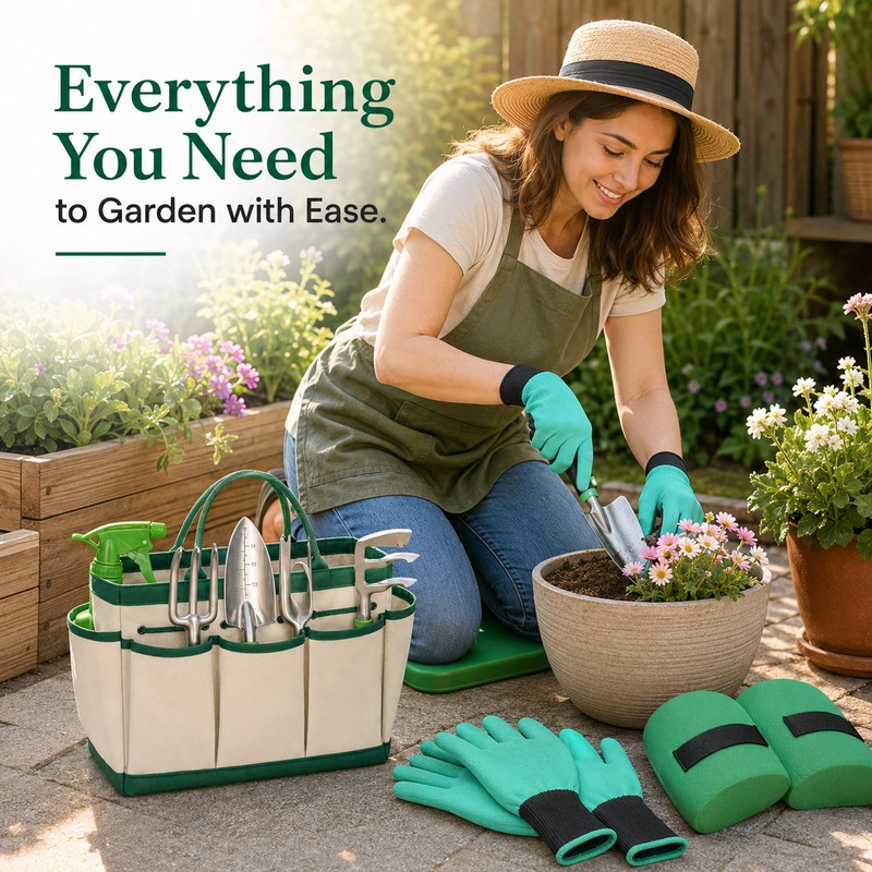 Garden Tool Set with Storage Bag for Plant Care –