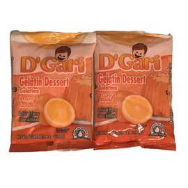 D Gari pack of 2 Naranja Gelatin 4.2oz, Prepare with water, Quick Snacks, Orange Dessert, Gelatin, Mix, Mexico, Powder