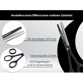 Professional Hairdressing Scissors Black Modelling Scissors 1-Sided Serrated Hair Cutting Scissors Stainless Steel Thinning Scissors with Sharp Edge 5.5 Inches