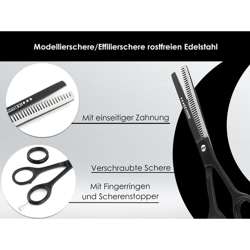 Professional Hairdressing Scissors Black Modelling Scissors 1-Sided Serrated Hair Cutting