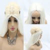 Xiweiya Wigs Long Straight Platinum White Synthetic Machine Made Wig