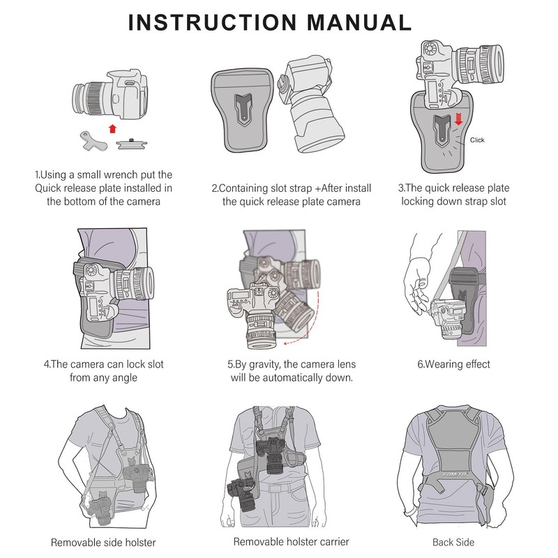 FOMITO Multi Double Camera Dual Carrying Photographer Vest with Side
