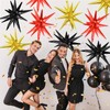 Black Red Gold Star Balloons,9Pcs Black Gold Explosion Star Foil