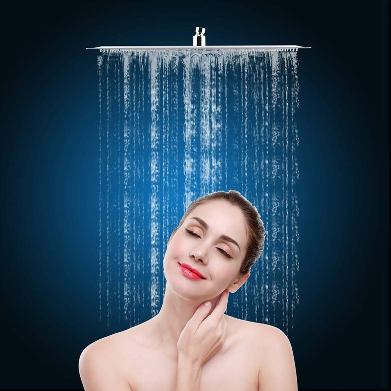 Zerone Rainfall Shower Head, Shower Stainless Steel Waterfall Shower Large