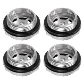 HARFINGTON 4pcs Air Compressor Oil Sight Glass 26 x 1.5mm Male Thread Liquid Level Gauge Aluminum Alloy Hex Head Oil Indicator Window with O-Ring for Air Compressor Gearbox Tanks, Silver