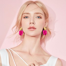 Petal Earrings, Rose Petal Earrings, Stud Earrings, Flowers, Stud Earrings, Hanging for Women, Girls, Photo, Zinc