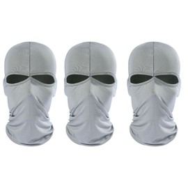 Generic 3PCS Thermal Full Face Masks Running for Adult Weather Gear Cycling, Light Gray(two Hole)