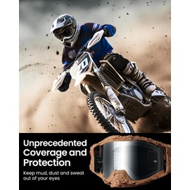 OutdoorMaster Mustang Dirt Bike Goggles, OTG Motorcycle Goggles, Motocross Goggles ATV Goggles for Men, Women, Adult, Youth