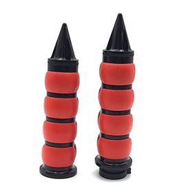 HTTMT- Motorcycle Black Red 1" 25mm Handlebar Grips Fit Compatible with H-D V-Rod Night Street V Rod Kawasaki Nomad 1500 Fi Suzuki Volusia 800 V Star 650 [P/N: TRHB114A-25-BK+RED]