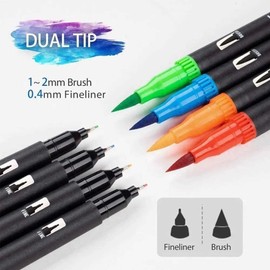 Marcadores Punta Pincel 48 Colores, plumones doble punta,Plumones Punta Pincel,Rotuladores de Dibujo con Doble Punta(0.4mm/1-2mm), dual tip brush pens，Rotuladores Acuarelables