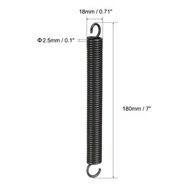 sourcingmap Extension Spring - 2.5mm Wire Dia , 18mm OD , 180mm Free Length Spring Steel Small Dual Hook Tension Spring 2pcs