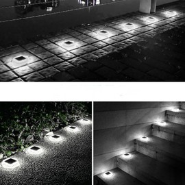 ZMIWNIED Solar LED Garden Path Stair Lights, Outdoor Garden Solar Lights,2V/0.4W, 1200mAh Ni-MH Battery, IP65 Waterproof, 10-12 Hours Runtime (4PACK- Warm Light)