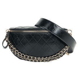 TIME100 Women's Bag Black & White 2 Colors Shoulder Bag and Crossbody 2 Ways Simple Diamond Shape Luxury PU Leather Chain Decoration Fuchsia, Black