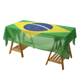 Rectangular Tablecloth Brazil Brazilian Flag Tablecloth Fade-Resistant Washable National Flag Tablecloth, Suitable for Kitchen Dining Family Gatherings and Outdoor Events,59 Inches * 83 Inches.
