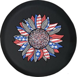 Spare Tire Cover American Flag Sunflower Tire Cover fits 17-20 inch Rim | 32-33 tire