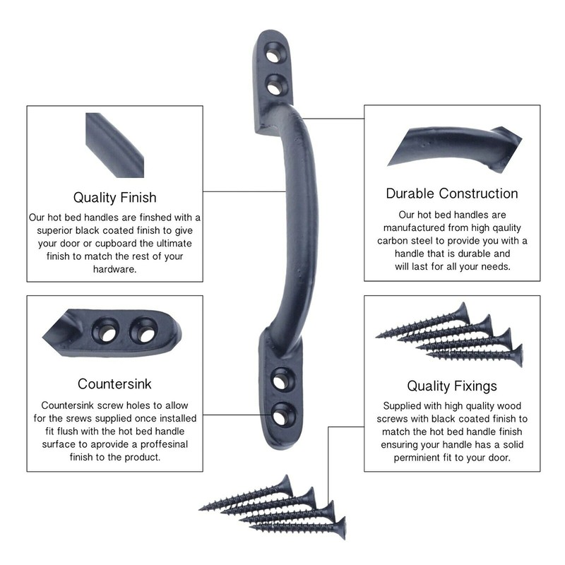 SUL Black Cast Iron Hot Bed Handles with Screw for