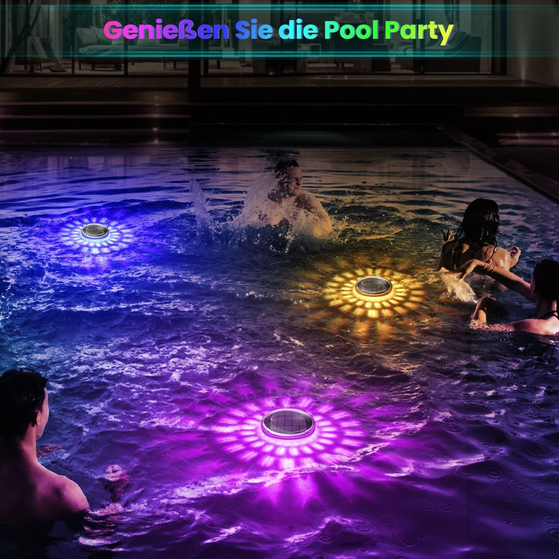 Pool Lighting Underwater Solar, Pack of 2 Floating Pool Lighting