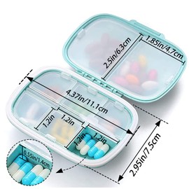 Travel Pill Organizer, 3 Pack Portable Pill Box, 8 Compartments Small Daily Pill Case for Pocket Purse Hold Vitamin, Supplements