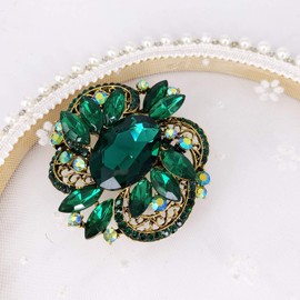 LAXPICOL Women's Large Sparkly Crystal Flower Brooch Pin Fashion Statement Broach Pin, Crystal, cristal