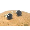 Sterling Silver Black Onyx Stud Earrings - 8x10mm, Onyx