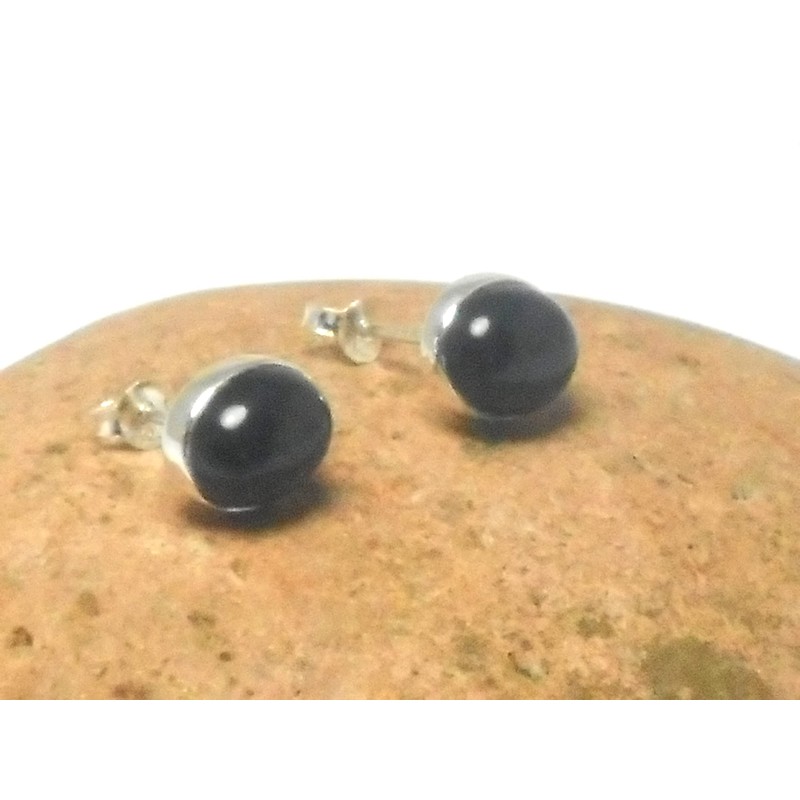 Sterling Silver Black Onyx Stud Earrings - 8x10mm, Onyx