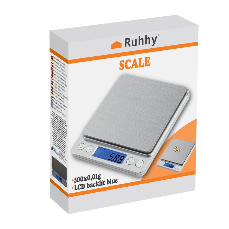 Ruhhy 19899 Digital Kitchen Scales Jewellery Scales Gold Precision Scales