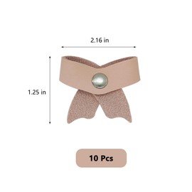 ZGGAZCA 10Pack Bow Cord Organizer Keeper Cute Pink Cable Holder Wrap for USB Headphone Wired Phone Cords Leather Holders for Small Travel Electronics Cell Accessories and Cable Management