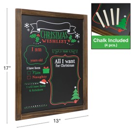 Excello Global Products Wooden Chalkboard 13 by 17 in Photo Frame Christmas Decoration with White Chalks, Version 1, Set of 2 Boards
