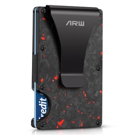 Minimalist Wallet for Men, ARW Metal Money Clip Wallet, RFID Blocking Aluminum Slim Cash Credit Card Holder (Forged Ember)