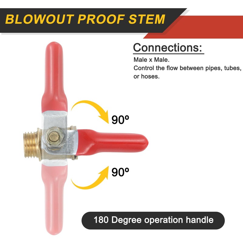 sourcing map 4Pcs Brass Water Mini Ball Valve Shut Off