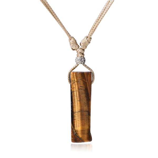 JBAERD Crystal Rope Necklace Rectangle Pendant Cord Necklaces Adjustable Natural