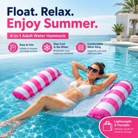 Inflatable Pool Hammock Floats for Adults – 4-in-1 Water Lounger for Pool, Lake & Beach Relaxing
