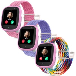 Polyjoy Pack of 3 Magnetic Braided Bracelets Compatible with Xplora X6 Bracelet, Soft Adjustable Replacement Bands for Xplora X6 Play/Xplora X6 Pro Children Girls Boys Pink + Rainbow + Lavender