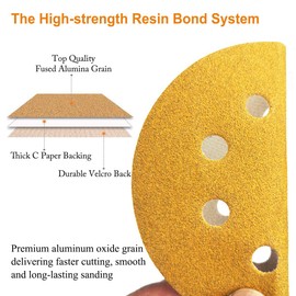 Aiyard 5-Inch 8-Hole Hook and Loop Sanding Discs 100-Grit Random Orbit Sandpaper, 100-Pack