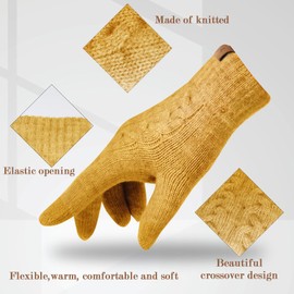 BLURBE Winter Touch Screen Gloves - Thermal Gloves Womens Ladies Thickened Knitted Gloves Mittens Soft Warm Gloves for Women Girls Smartphone Texting Ski Cycling Running Gifts UK