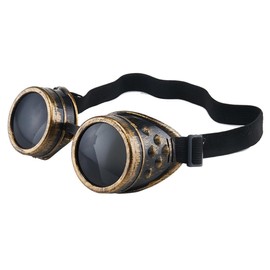 XKONG Steampunk Goggles Glasses，Motorcycle Goggles Lenses Ocular Loupe for Party Steampunk Rave Glasses Festival Goggles (golden)