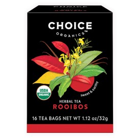 Choice Organics - Organic Rooibos Tea (1 Pack) - Fair Trade - Compostable - Caffeine Free - 16 Organic Herbal Tea Bags