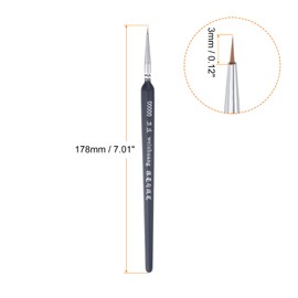 sourcing map 5pcs Detail Paint Brushes 3mm Pointed Tip 178mm Length Nylon Hair Miniature Painting Brush for Watercolor Oil Acrylic Painting(00000#), Black