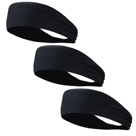 HDBD-001 Headband, Black, 3-Piece Set, Headband Sweatband, Bandana, Men's, Women's, Exercise, Facial Cleaning, Hair Stop, Sports, Jogging, Yoga, Sparkling and Puffy Round