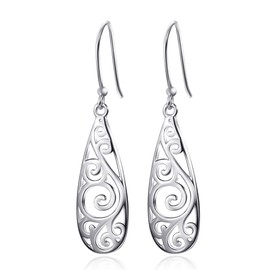 925 Sterling Silver Filigree Teardrop Earrings