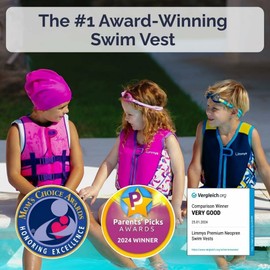 Limmys Premium Kids Swim Vest - Toddler Swim Jacket and Buoyancy Swimming Aid - Modern Design Swimming Vest for Boys, Girls and Babies - with Drawstring Bag