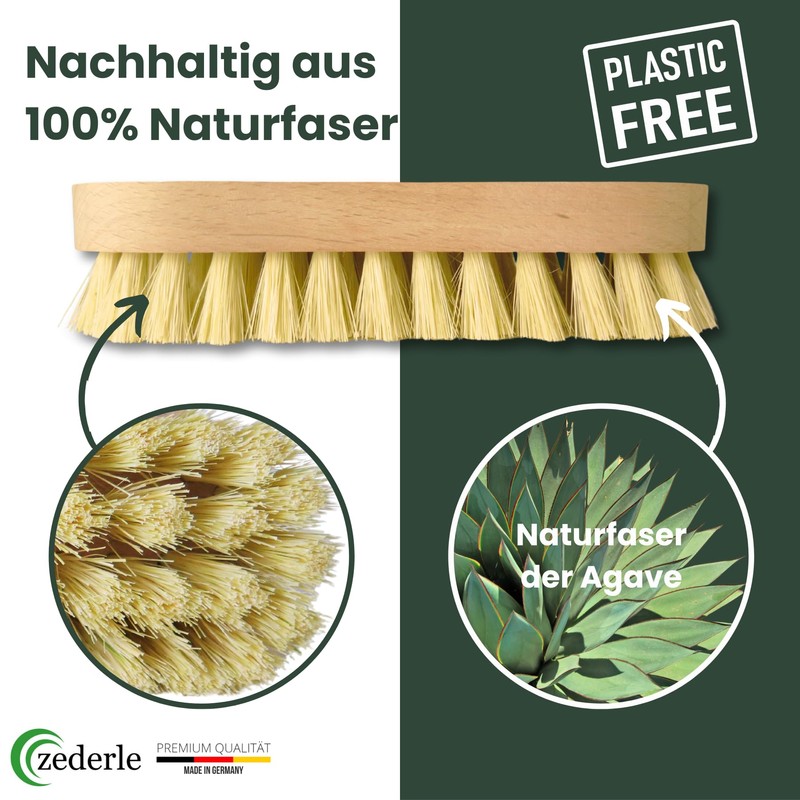 zederle Scrubbing Brushes with Ergonomic Beech Wood Handle (Pack of