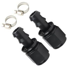 BOLUOYI 12AN 0 Degree Swivel Hose End Fitting for Braided Fuel Line Aluminum Black Rubber Push Lock Swivel Hose End Fitting