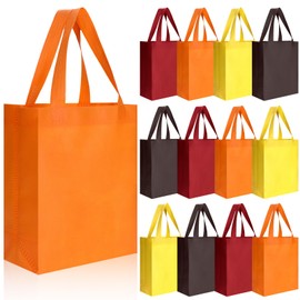 Roowest 48 Pcs Rainbow Color Bags Bulk with Handles Reusable Grocery Bags Fabric Tote for Shopping Parties Boutiques(Vibrant Color)