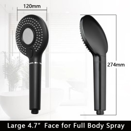 High Pressure Shower Head Rainfall Handheld Shower Filter Chlorine Fluoride Removal ShowerheadMaterial: abs plastic, Color: Matte Black