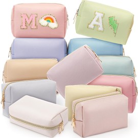 Kigeli 12 Pcs Nylon Makeup Bag Bulk Cosmetic Pouches Preppy Cosmetic Bag for Women Waterproof Travel Zipper Organizer Little Outdoor Accessory Makeup Toiletry Pouches Set(Morandi)